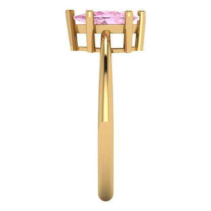 1 cttw Zirconia Simulated Pink Diamond Solitaire  Engagement Ring - Solid Gold (VVS1, Pear Cut,8x5mm)