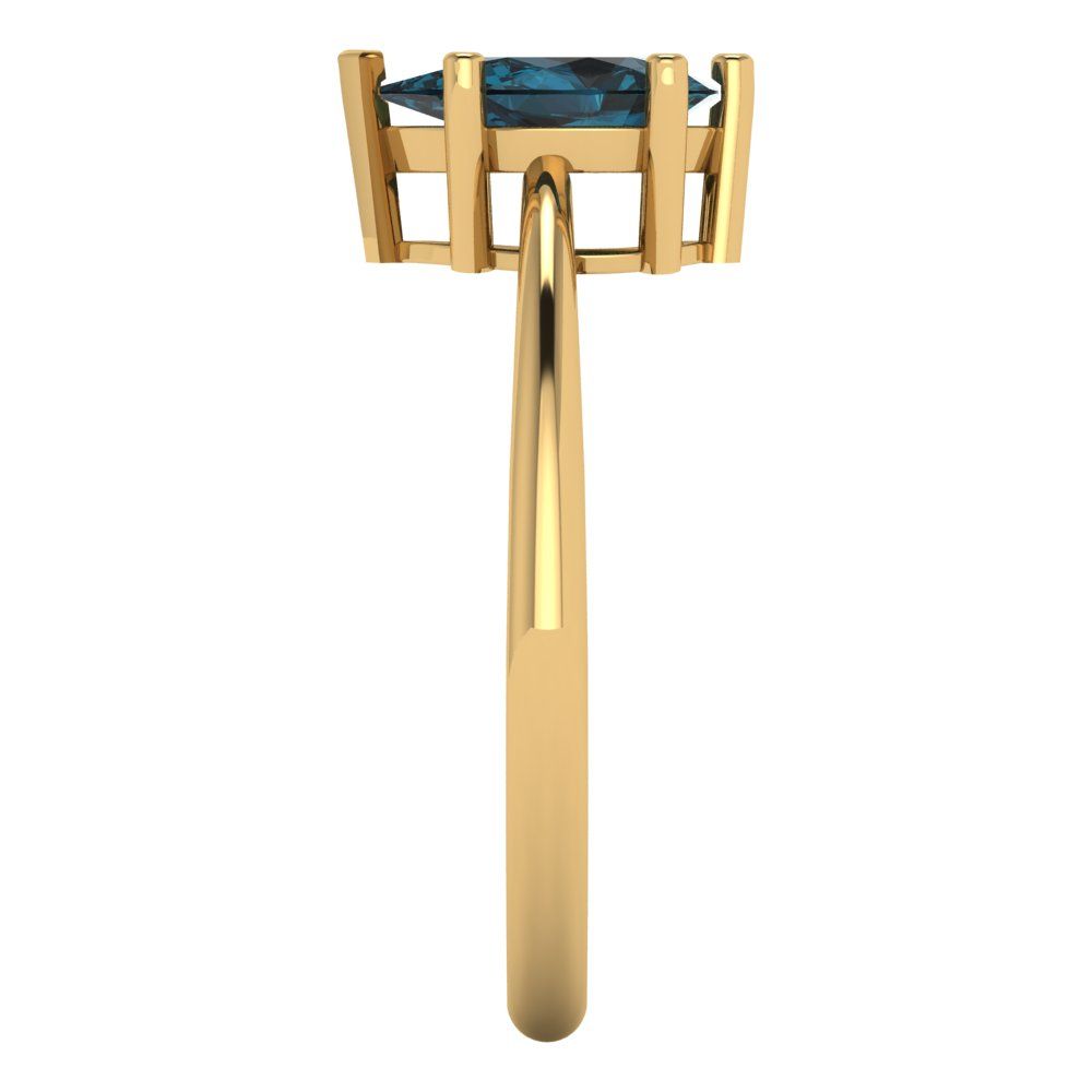 1 cttw Natural London Blue Topaz Solitaire  Engagement Ring - Solid Gold (Pear Cut,8x5mm)