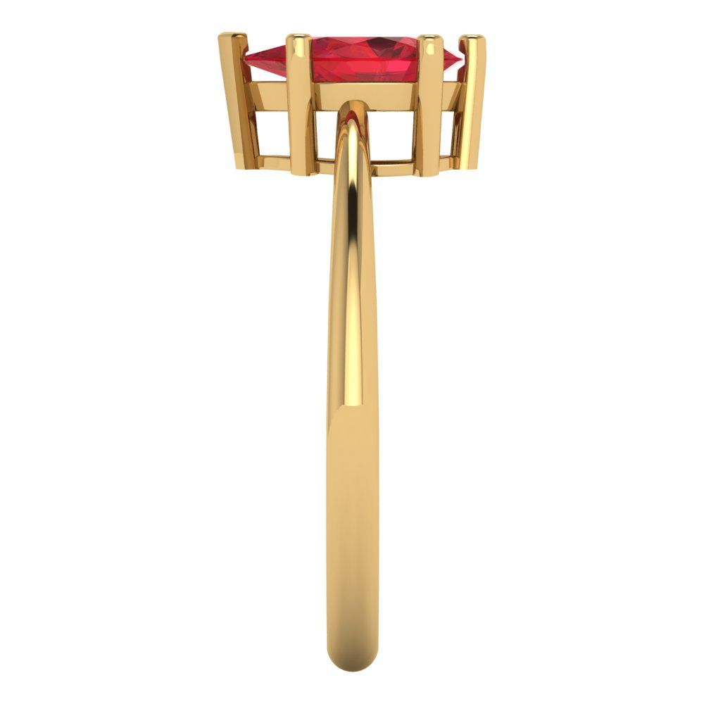 1 cttw Simulated Ruby Solitaire  Engagement Ring - Solid Yellow Gold (VVS1, Pear Cut,8x5mm)