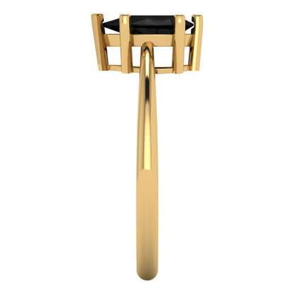 1 cttw Natural Onyx Solitaire  Engagement Ring - Solid Gold (Pear Cut,8x5mm)