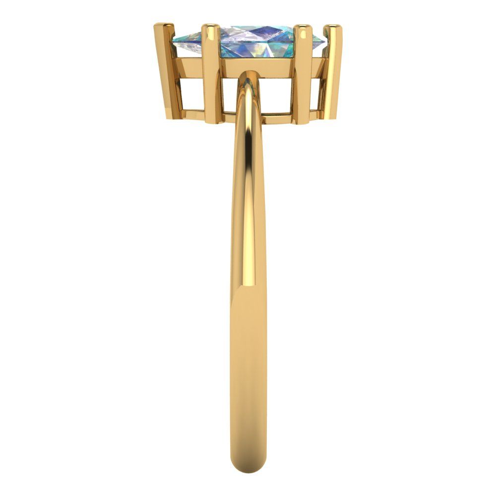 1 cttw Blue Moissanite Solitaire  Engagement Ring - Solid Gold (Pear Cut,8x5mm)