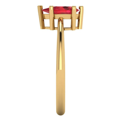 1 cttw Simulated Pink Tourmaline Solitaire  Engagement Ring - Solid Gold (Pear Cut,8x5mm)