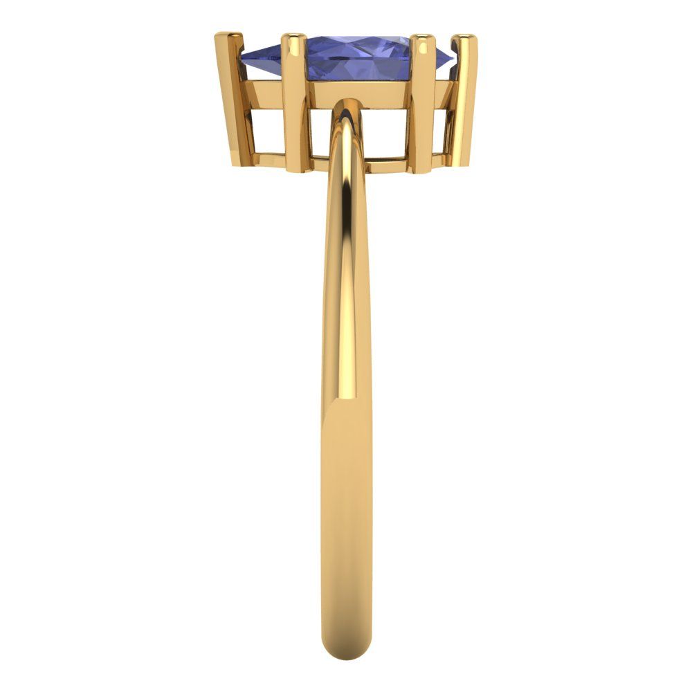 1 cttw Simulated Tanzanite Solitaire  Engagement Ring - Solid Gold (Pear Cut,8x5mm)