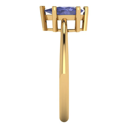 1 cttw Simulated Tanzanite Solitaire  Engagement Ring - Solid Gold (Pear Cut,8x5mm)
