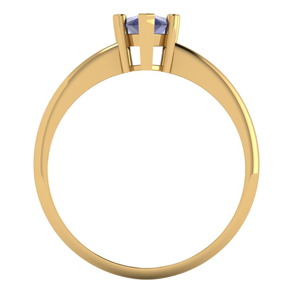 1 cttw Simulated Tanzanite Solitaire  Engagement Ring - Solid Gold (Pear Cut,8x5mm)