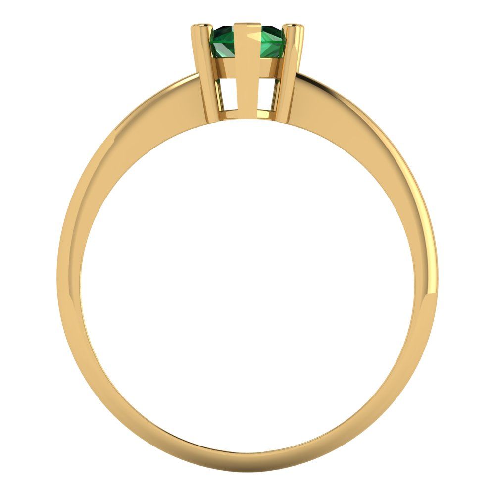 1 cttw Simulated Emerald Solitaire  Engagement Ring - Solid Gold (Pear Cut,8x5mm)