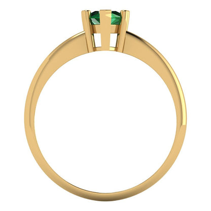 1 cttw Simulated Emerald Solitaire  Engagement Ring - Solid Gold (Pear Cut,8x5mm)