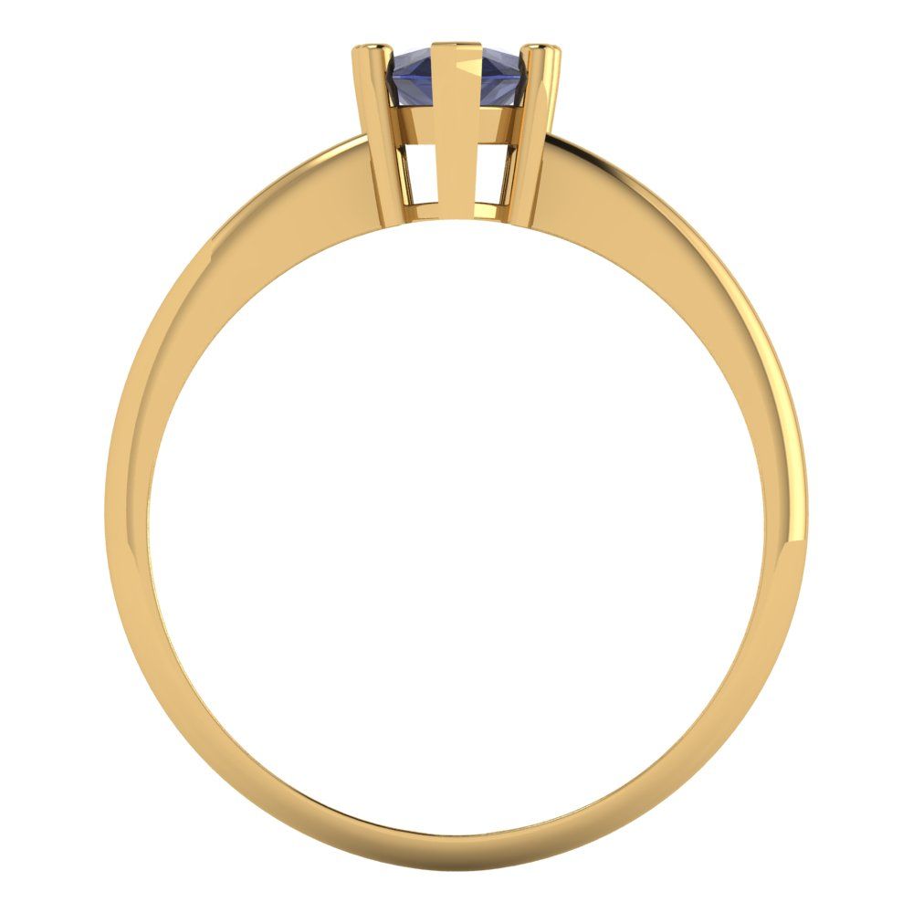 1 cttw Simulated Blue Sapphire Solitaire  Engagement Ring - Solid Gold (Pear Cut,8x5mm)