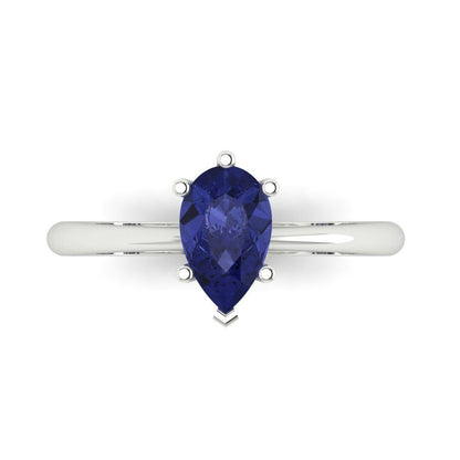 1 cttw Simulated Tanzanite Solitaire  Engagement Ring - Solid Gold (Pear Cut,8x5mm)