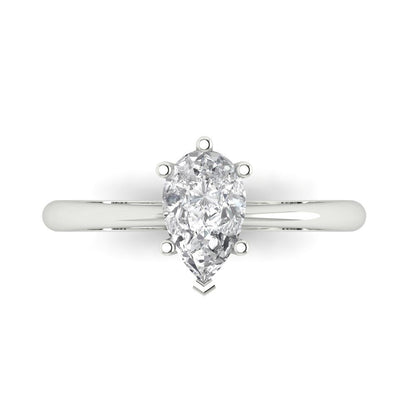 1 cttw White Sapphire Solitaire  Engagement Ring - Solid Gold (Pear Cut,8x5mm)