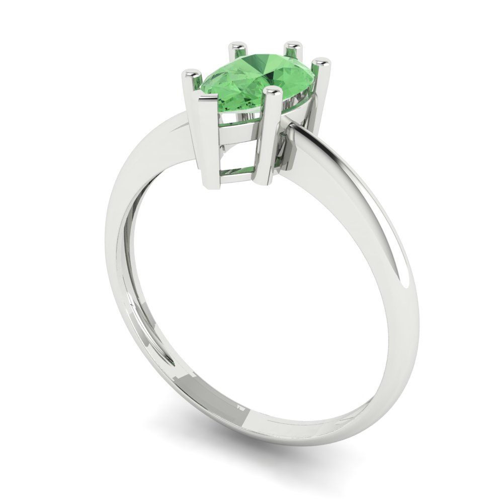 1 cttw Zirconia Simulated Green Diamond Solitaire  Engagement Ring - Solid Gold (VVS1, Pear Cut,8x5mm)