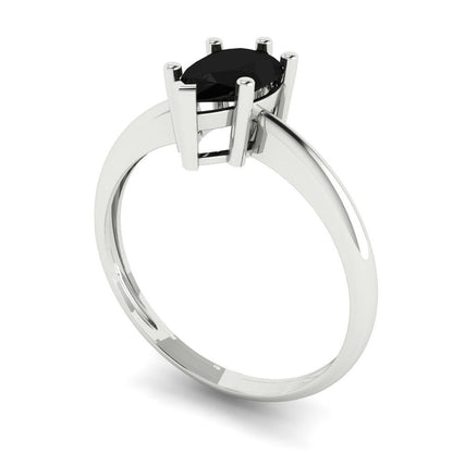 1 cttw Natural Onyx Solitaire  Engagement Ring - Solid White Gold (VVS1, Pear Cut,8x5mm)