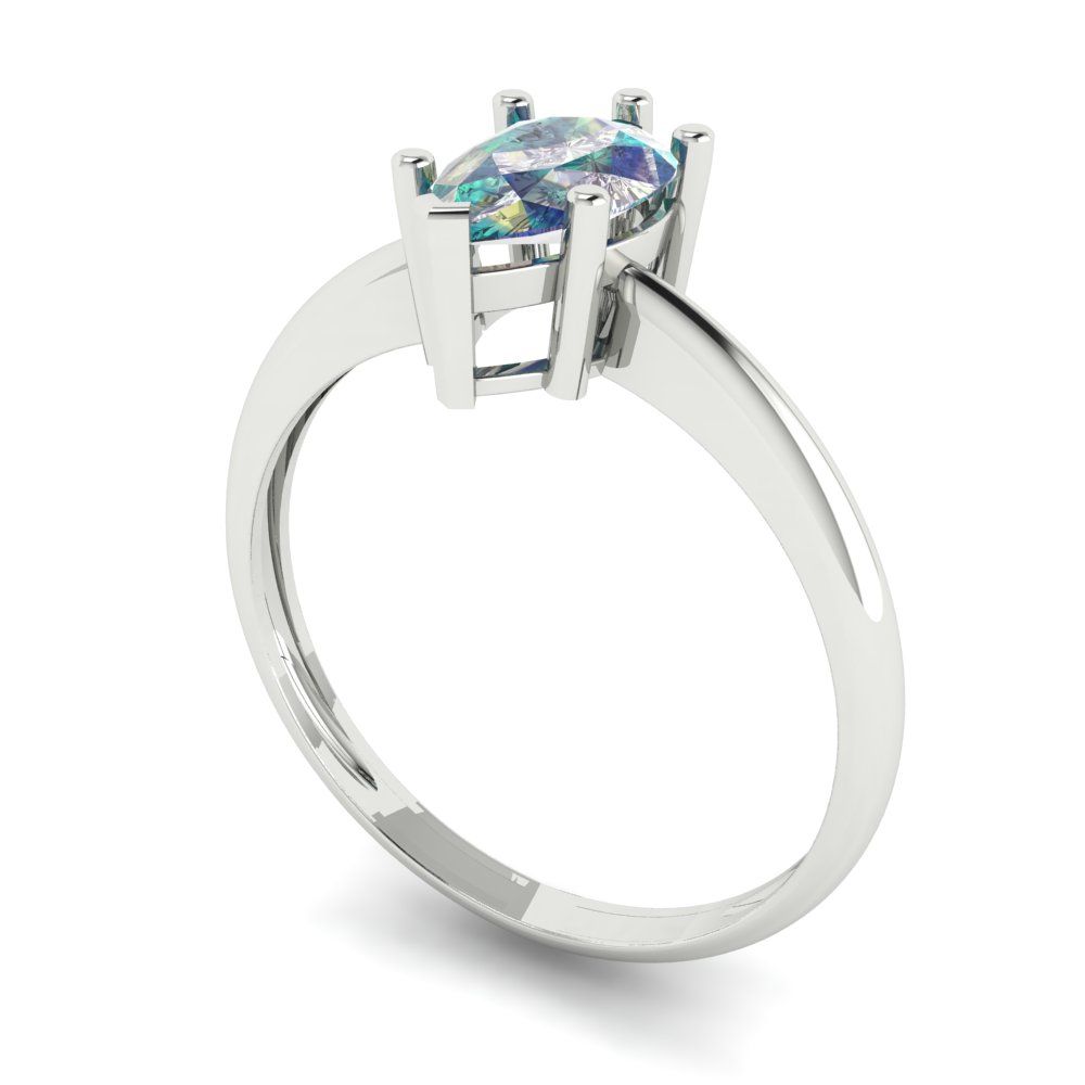 1 cttw Blue Moissanite Solitaire  Engagement Ring - Solid White Gold (VVS1, Pear Cut,8x5mm)