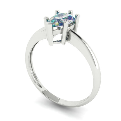 1 cttw Blue Moissanite Solitaire  Engagement Ring - Solid White Gold (VVS1, Pear Cut,8x5mm)