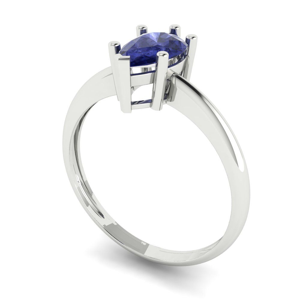 1 cttw Simulated Tanzanite Solitaire  Engagement Ring - Solid Gold (Pear Cut,8x5mm)