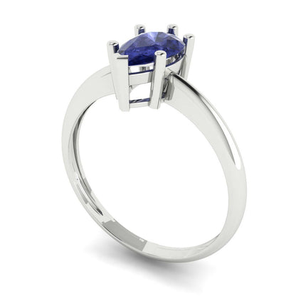 1 cttw Simulated Tanzanite Solitaire  Engagement Ring - Solid Gold (Pear Cut,8x5mm)