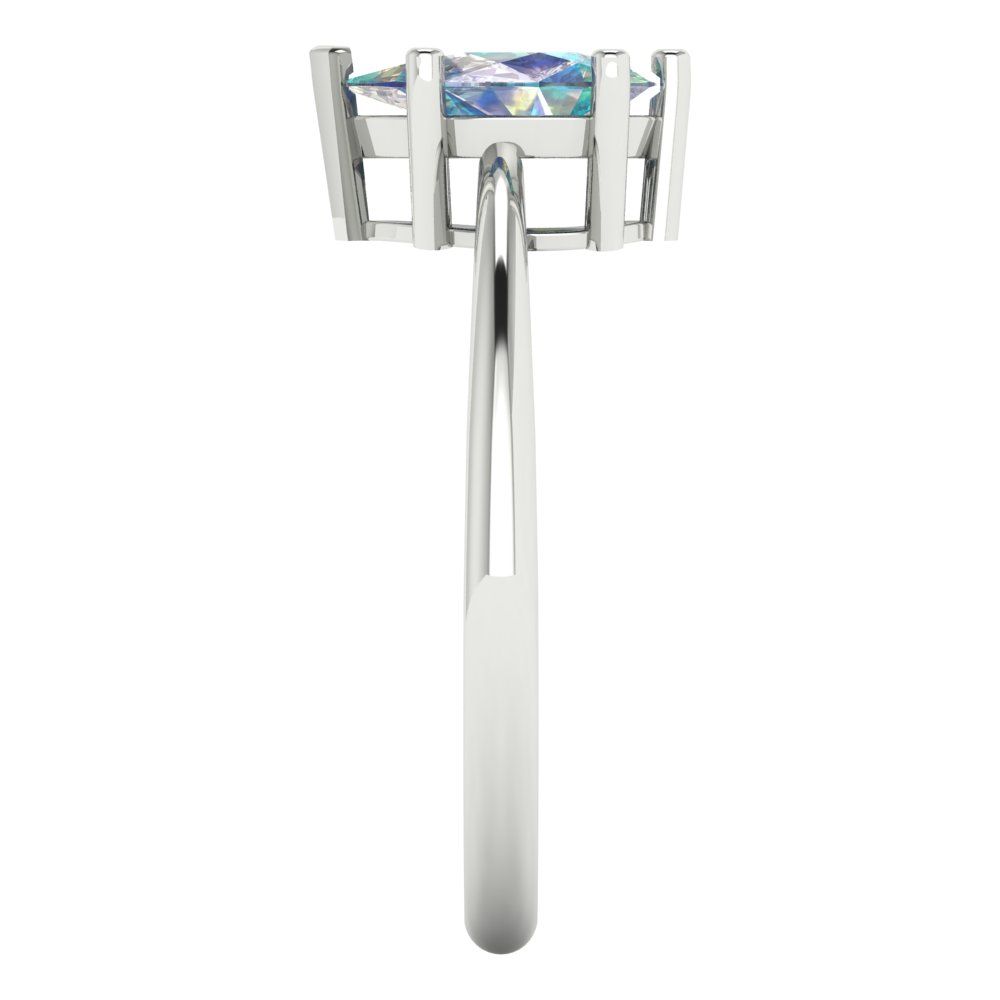 1 cttw Blue Moissanite Solitaire  Engagement Ring - Solid White Gold (VVS1, Pear Cut,8x5mm)