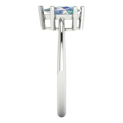 1 cttw Blue Moissanite Solitaire  Engagement Ring - Solid White Gold (VVS1, Pear Cut,8x5mm)