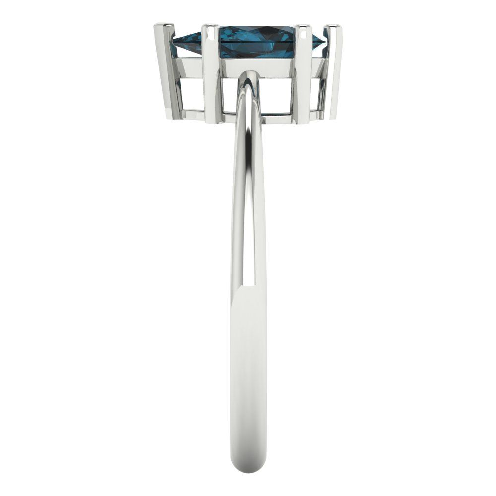 1 cttw Natural London Blue Topaz Solitaire  Engagement Ring - Solid Gold (Pear Cut,8x5mm)