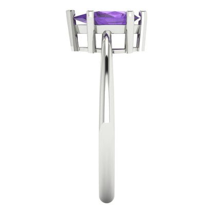 1 cttw Natural Amethyst Solitaire  Engagement Ring - Solid Gold (Pear Cut,8x5mm)