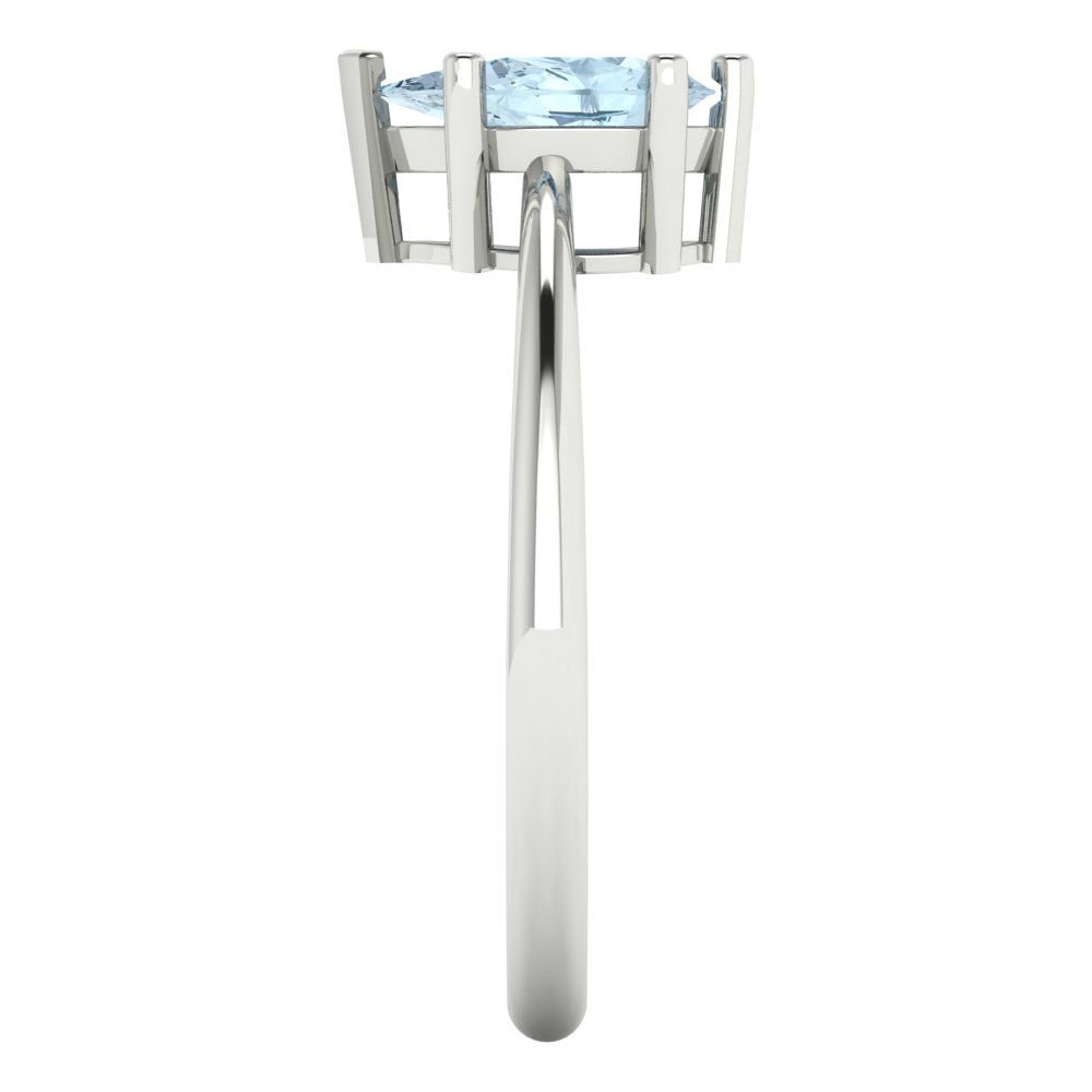 1 cttw Natural Aquamarine Solitaire  Engagement Ring - Solid White Gold (VVS1, Pear Cut,8x5mm)