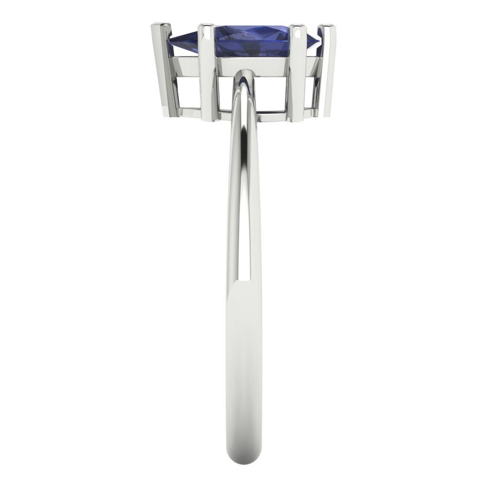 1 cttw Simulated Blue Sapphire Solitaire  Engagement Ring - Solid Gold (Pear Cut,8x5mm)