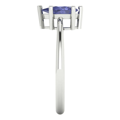 1 cttw Simulated Tanzanite Solitaire  Engagement Ring - Solid Gold (Pear Cut,8x5mm)