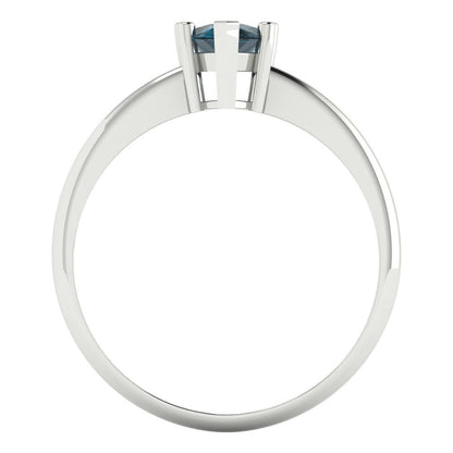 1 cttw Natural London Blue Topaz Solitaire  Engagement Ring - Solid Gold (Pear Cut,8x5mm)