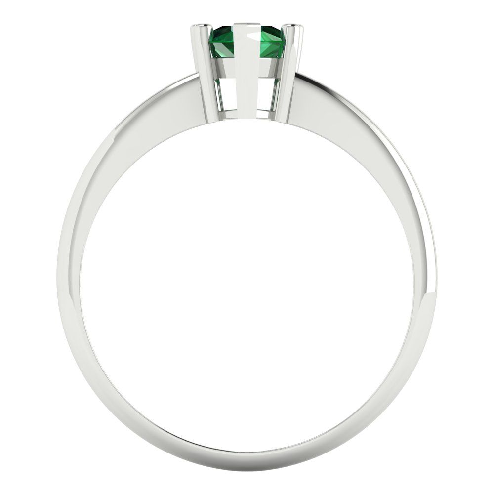 1 cttw Simulated Emerald Solitaire  Engagement Ring - Solid White Gold (VVS1, Pear Cut,8x5mm)