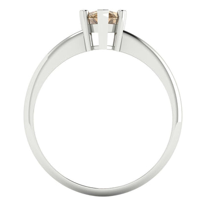 1 cttw Zirconia Simulated Champagne Diamond Solitaire  Engagement Ring - Solid Gold (VVS1, Pear Cut,8x5mm)