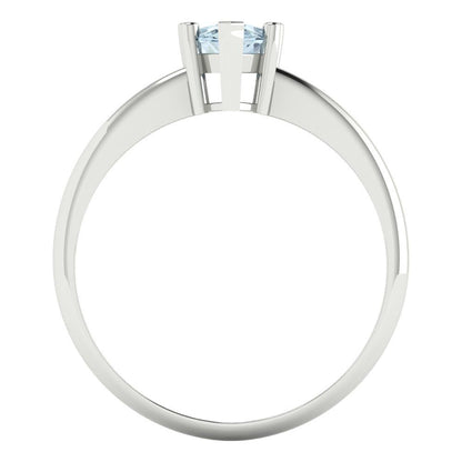 1 cttw Natural Aquamarine Solitaire  Engagement Ring - Solid White Gold (VVS1, Pear Cut,8x5mm)