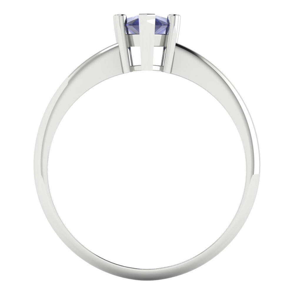 1 cttw Simulated Tanzanite Solitaire  Engagement Ring - Solid Gold (Pear Cut,8x5mm)