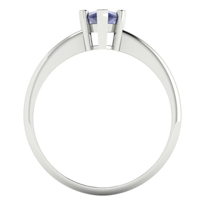 1 cttw Simulated Tanzanite Solitaire  Engagement Ring - Solid Gold (Pear Cut,8x5mm)
