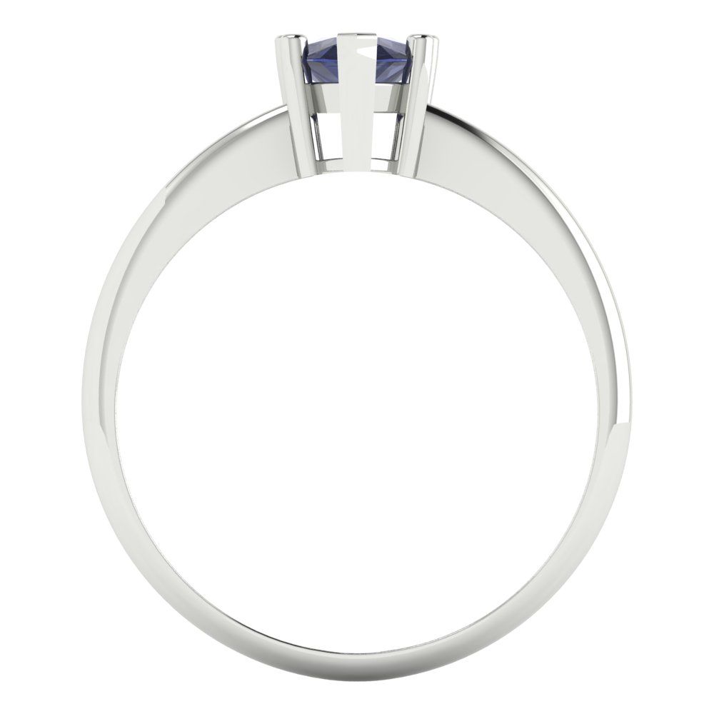 1 cttw Simulated Blue Sapphire Solitaire  Engagement Ring - Solid Gold (Pear Cut,8x5mm)