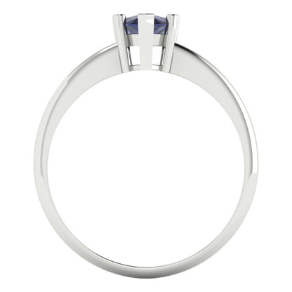 1 cttw Simulated Blue Sapphire Solitaire  Engagement Ring - Solid Gold (Pear Cut,8x5mm)