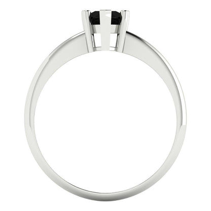 1 cttw Natural Onyx Solitaire  Engagement Ring - Solid White Gold (VVS1, Pear Cut,8x5mm)