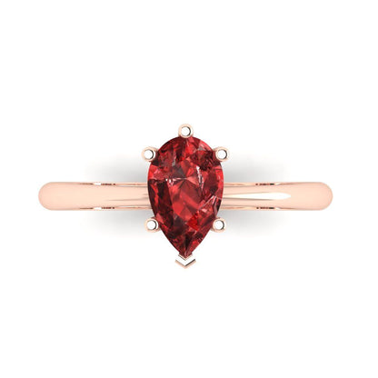 1 cttw Natural Garnet Solitaire  Engagement Ring - Solid Gold (Pear Cut,8x5mm)