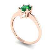 1.0 ct Brilliant Pear Cut Simulated Emerald Stone Rose Gold Solitaire Ring