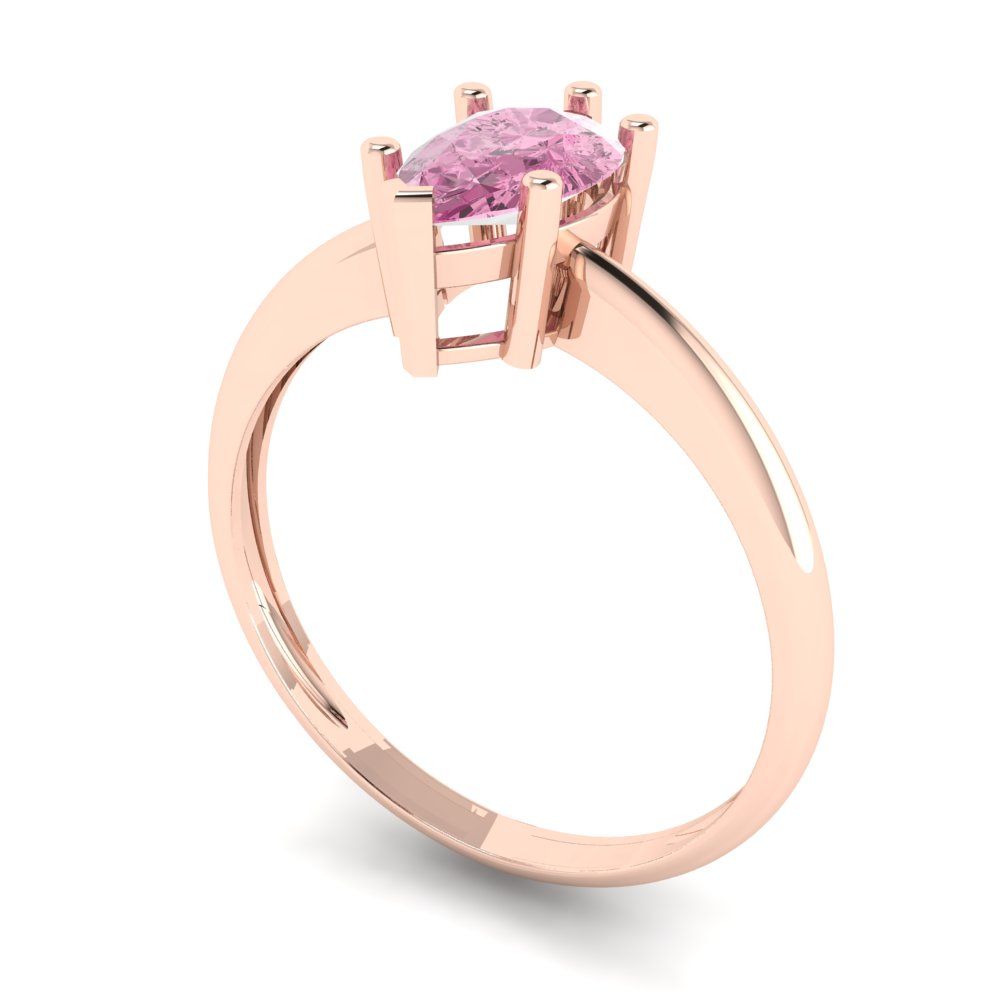 1 cttw Zirconia Simulated Pink Diamond Solitaire  Engagement Ring - Solid Gold (VVS1, Pear Cut,8x5mm)
