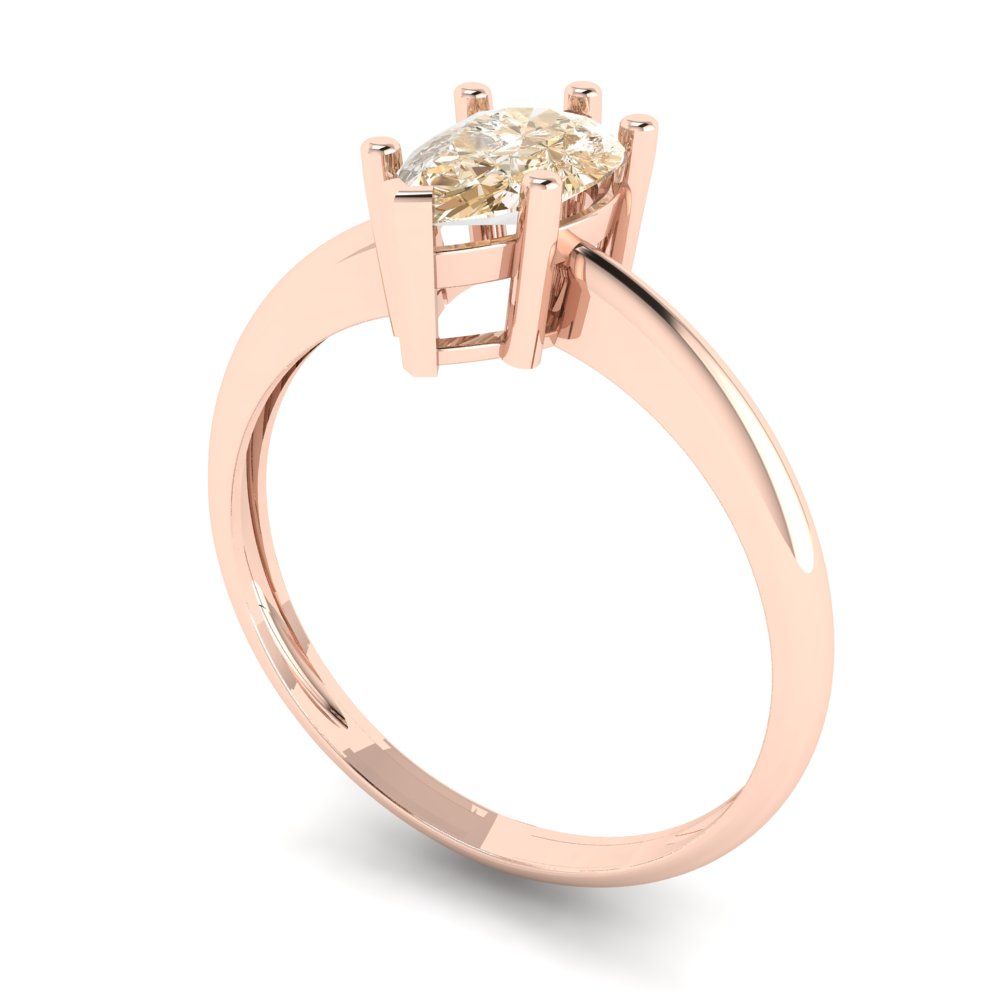 1 cttw Natural Morganite Solitaire  Engagement Ring - Solid Gold (Pear Cut,8x5mm)