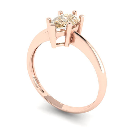 1 cttw Natural Morganite Solitaire  Engagement Ring - Solid Gold (Pear Cut,8x5mm)