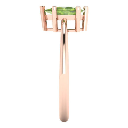 1 cttw Natural Peridot Solitaire  Engagement Ring - Solid Gold (Pear Cut,8x5mm)