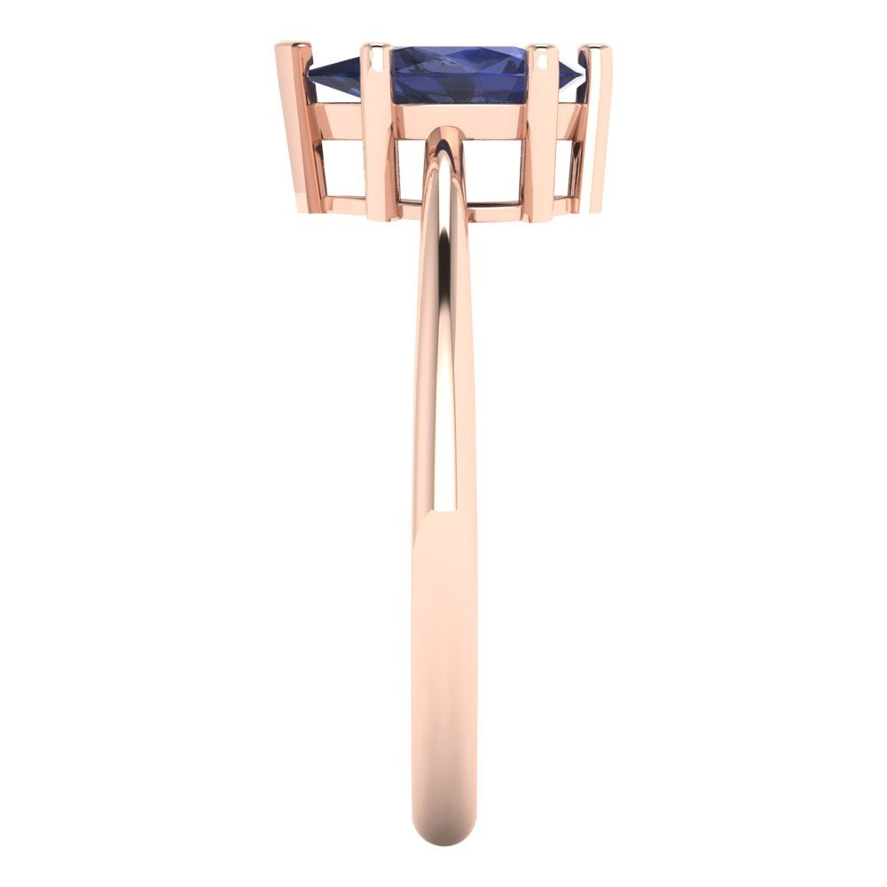 1 cttw Simulated Blue Sapphire Solitaire  Engagement Ring - Solid Gold (Pear Cut,8x5mm)