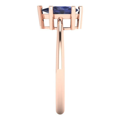 1 cttw Simulated Blue Sapphire Solitaire  Engagement Ring - Solid Gold (Pear Cut,8x5mm)