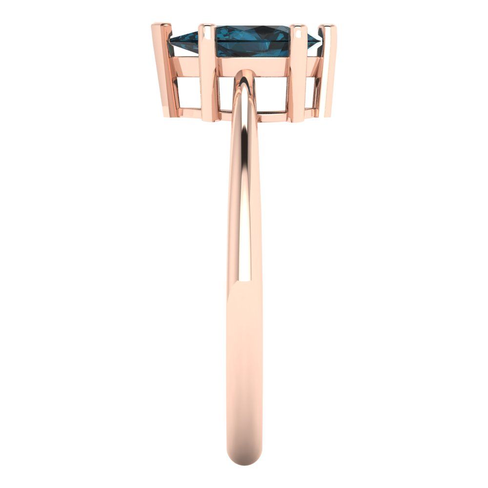 1 cttw Natural London Blue Topaz Solitaire  Engagement Ring - Solid Gold (Pear Cut,8x5mm)