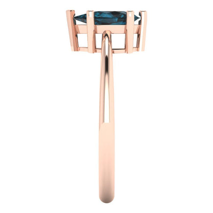 1 cttw Natural London Blue Topaz Solitaire  Engagement Ring - Solid Gold (Pear Cut,8x5mm)