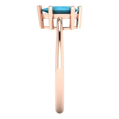 1 cttw Simulated Turquoise Solitaire  Engagement Ring - Solid Gold (Pear Cut,8x5mm)