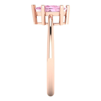 1 cttw Zirconia Simulated Pink Diamond Solitaire  Engagement Ring - Solid Gold (VVS1, Pear Cut,8x5mm)
