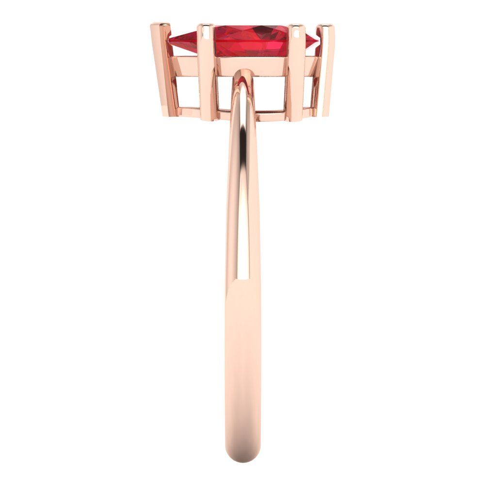 1 cttw Simulated Ruby Solitaire  Engagement Ring - Solid Rose Gold (VVS1, Pear Cut,8x5mm)