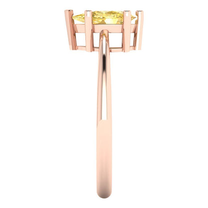 1 cttw Zirconia Simulated Yellow Diamond Solitaire  Engagement Ring - Solid Gold (VVS1, Pear Cut,8x5mm)